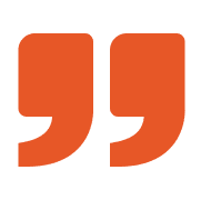 Orange quotation marks on a black background.