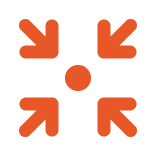 Orange arrows pointing towards a central dot.