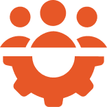 Three people with a gear icon.